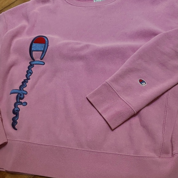 Champion Tops - Vintage Champion Reverse Weave Pink Spellout Sweatshirt Size XLarge